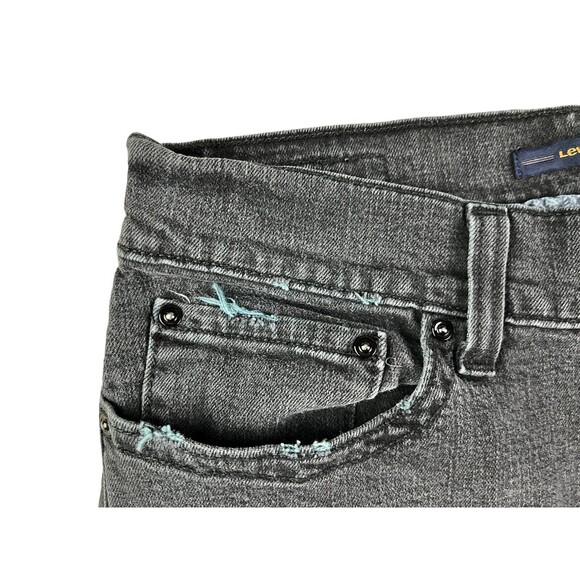 Levis 542 Jean Shorts  Women's Size 8  Lowrise Cut-off Black Denim w Flap Pocket - Picture 3 of 9